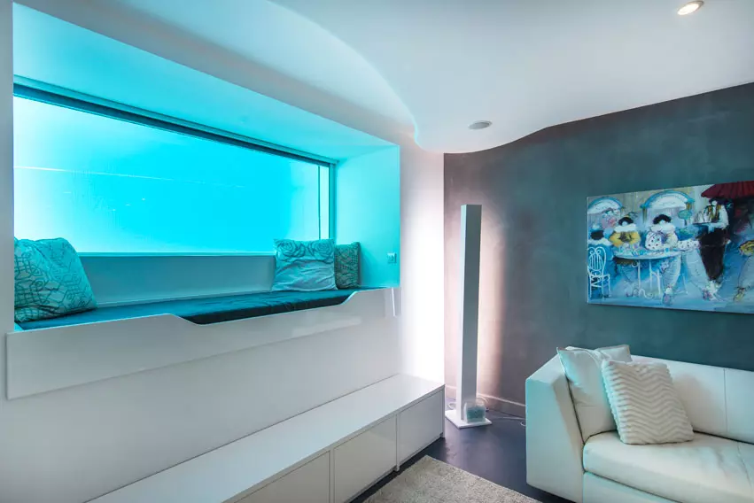 The infinity pool is also visible from the basement